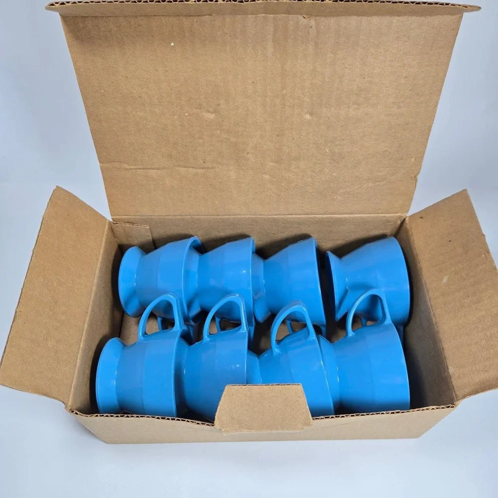 Vintage SOLO Cozy Cup Holders Blue Plastic Stackable 8 Original Box Retro‎ MCM